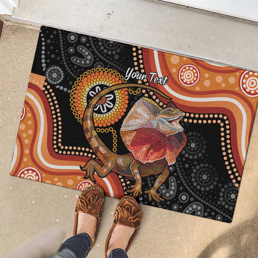 Personalised Australia Frilled Lizard Rubber Doormat Aboriginal Art