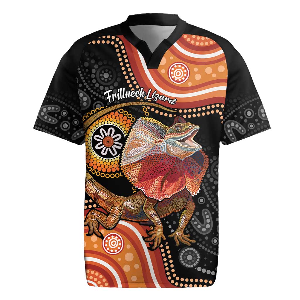 Personalised Australia Frilled Lizard Rugby Jersey Aboriginal Art