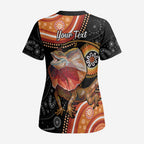 Personalised Australia Frilled Lizard Scrub Top Aboriginal Art - Aussie Hoodie