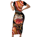 Personalised Australia Frilled Lizard Short Sleeve Bodycon Dress Aboriginal Art