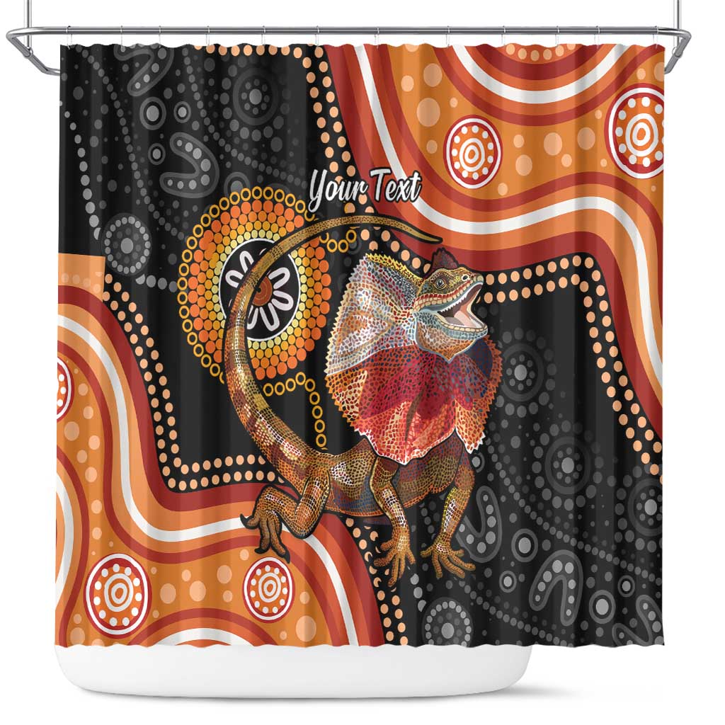 Personalised Australia Frilled Lizard Shower Curtain Aboriginal Art
