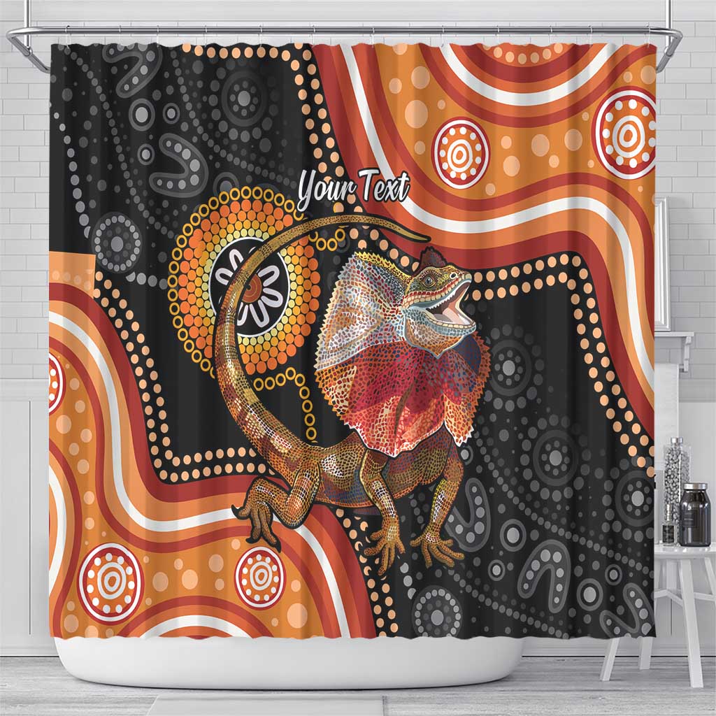 Personalised Australia Frilled Lizard Shower Curtain Aboriginal Art