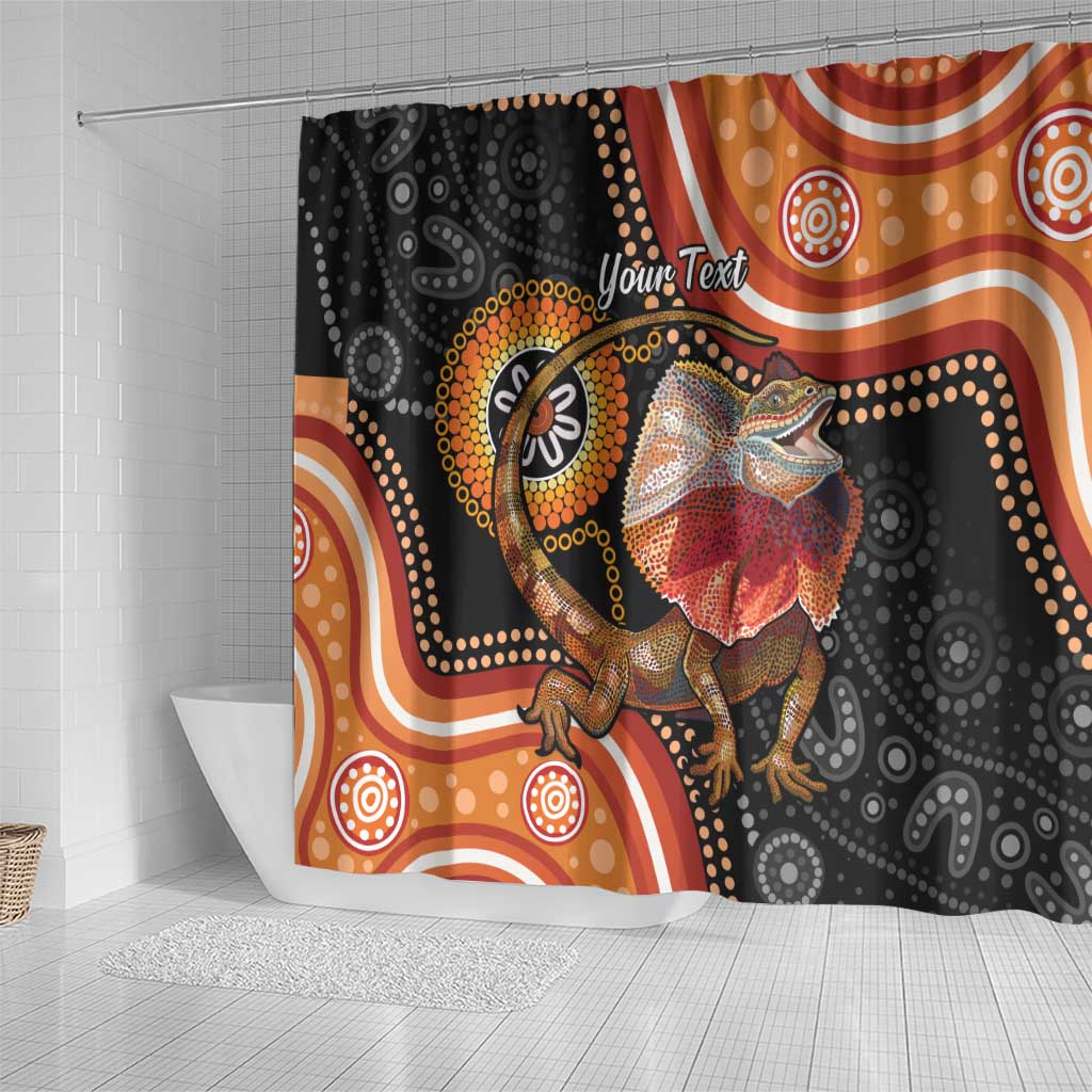 Personalised Australia Frilled Lizard Shower Curtain Aboriginal Art