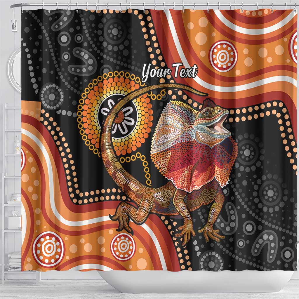Personalised Australia Frilled Lizard Shower Curtain Aboriginal Art