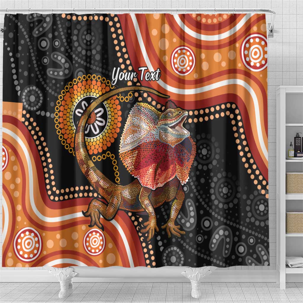 Personalised Australia Frilled Lizard Shower Curtain Aboriginal Art