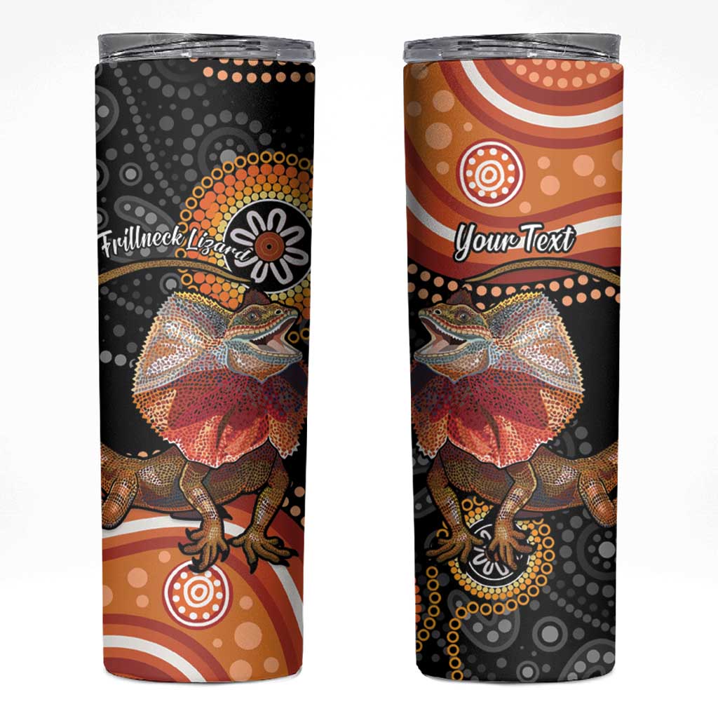 Personalised Australia Frilled Lizard Skinny Tumbler Aboriginal Art