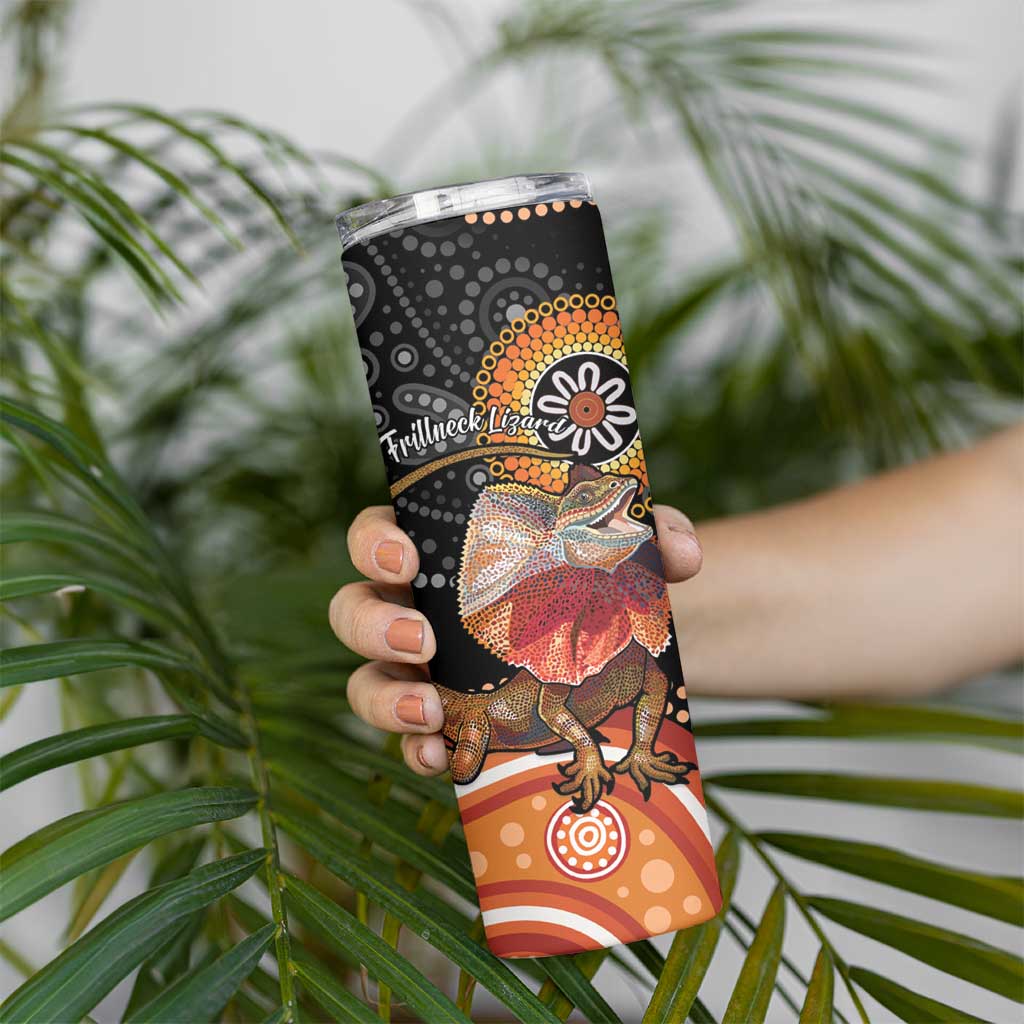 Personalised Australia Frilled Lizard Skinny Tumbler Aboriginal Art