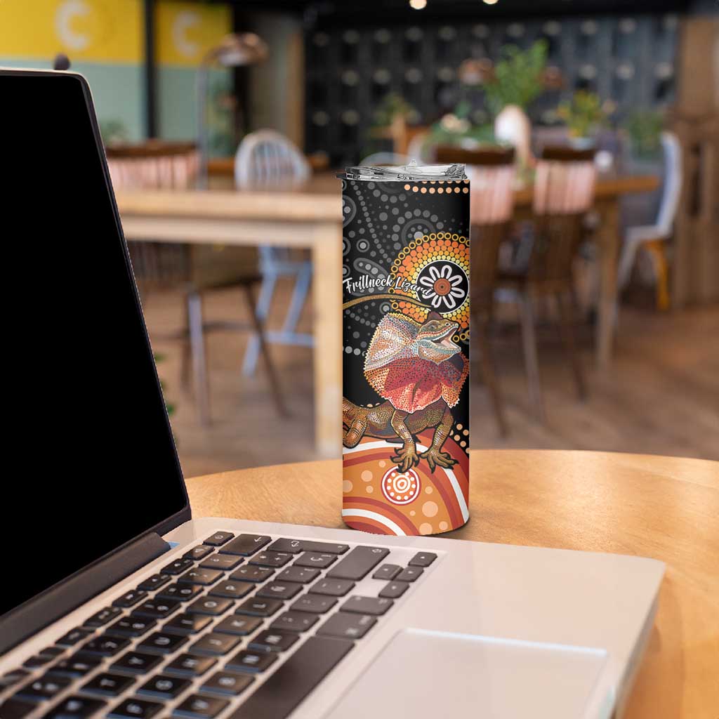 Personalised Australia Frilled Lizard Skinny Tumbler Aboriginal Art