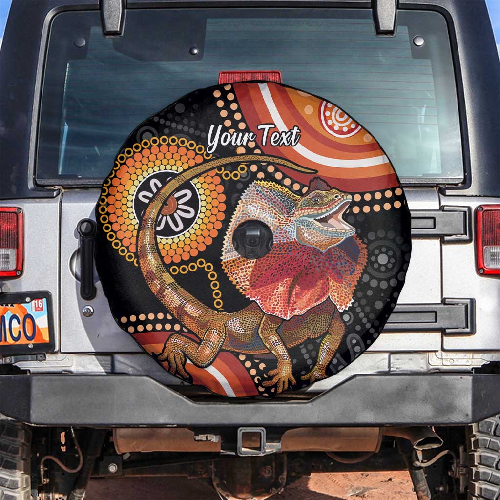 Personalised Australia Frilled Lizard Spare Tire Cover Aboriginal Art