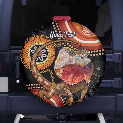 Personalised Australia Frilled Lizard Spare Tire Cover Aboriginal Art