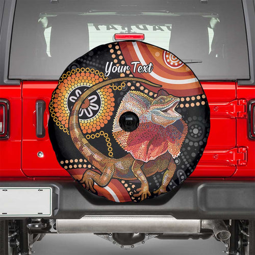 Personalised Australia Frilled Lizard Spare Tire Cover Aboriginal Art