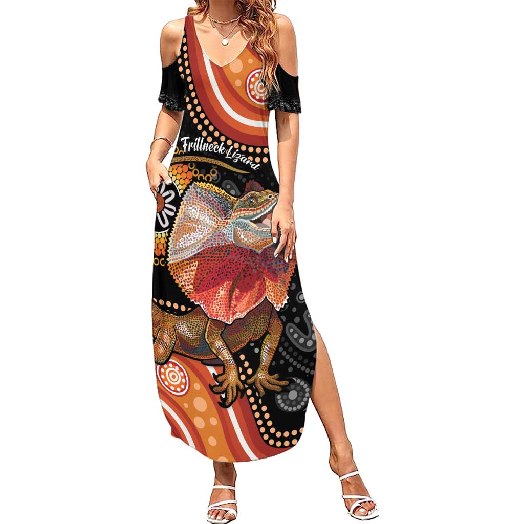 Personalised Australia Frilled Lizard Summer Maxi Dress Aboriginal Art