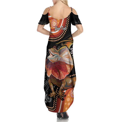 Personalised Australia Frilled Lizard Summer Maxi Dress Aboriginal Art
