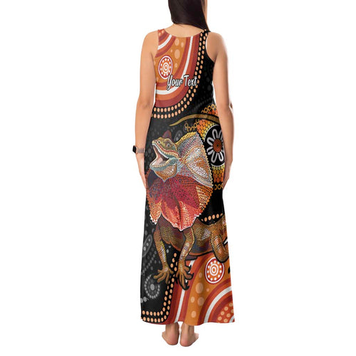 Personalised Australia Frilled Lizard Tank Maxi Dress Aboriginal Art
