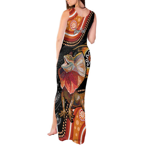 Personalised Australia Frilled Lizard Tank Maxi Dress Aboriginal Art