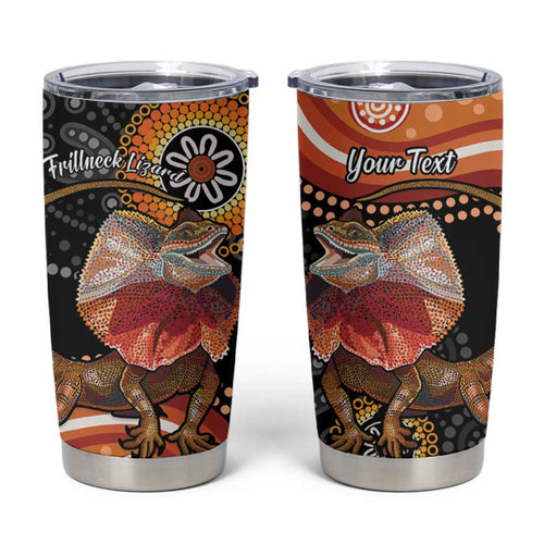 Personalised Australia Frilled Lizard Tumbler Cup Aboriginal Art