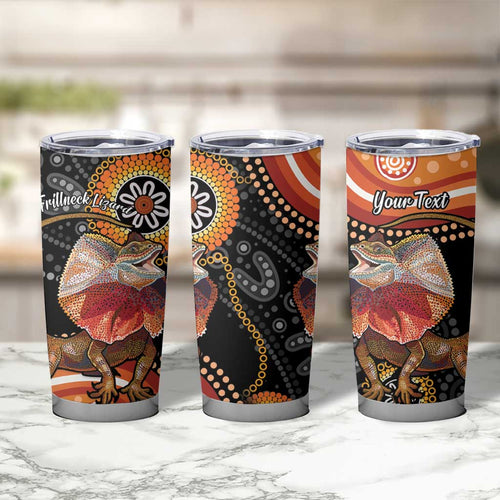 Personalised Australia Frilled Lizard Tumbler Cup Aboriginal Art