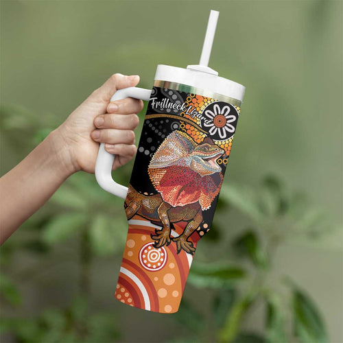 Personalised Australia Frilled Lizard Tumbler With Handle Aboriginal Art