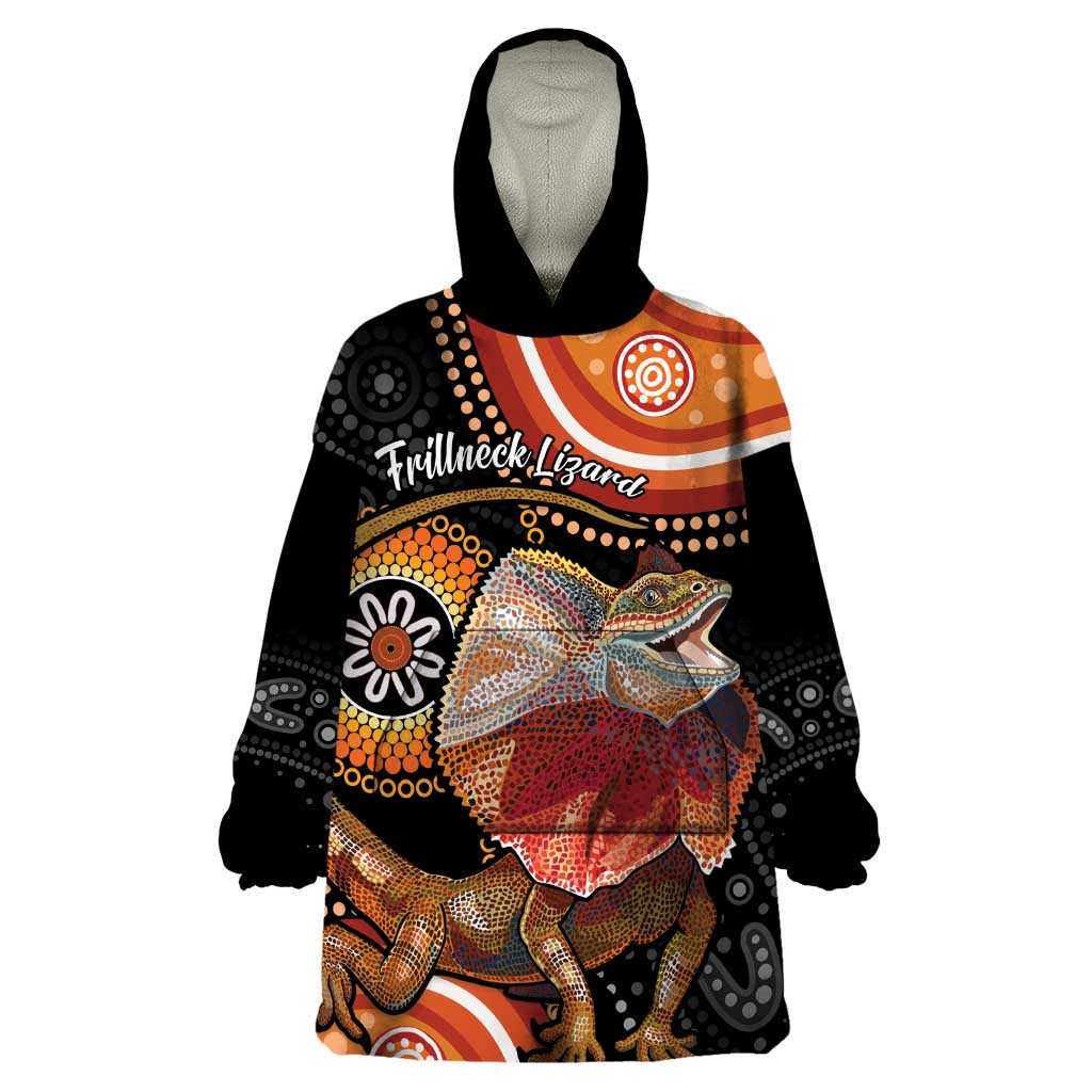 Personalised Australia Frilled Lizard Wearable Blanket Hoodie Aboriginal Art