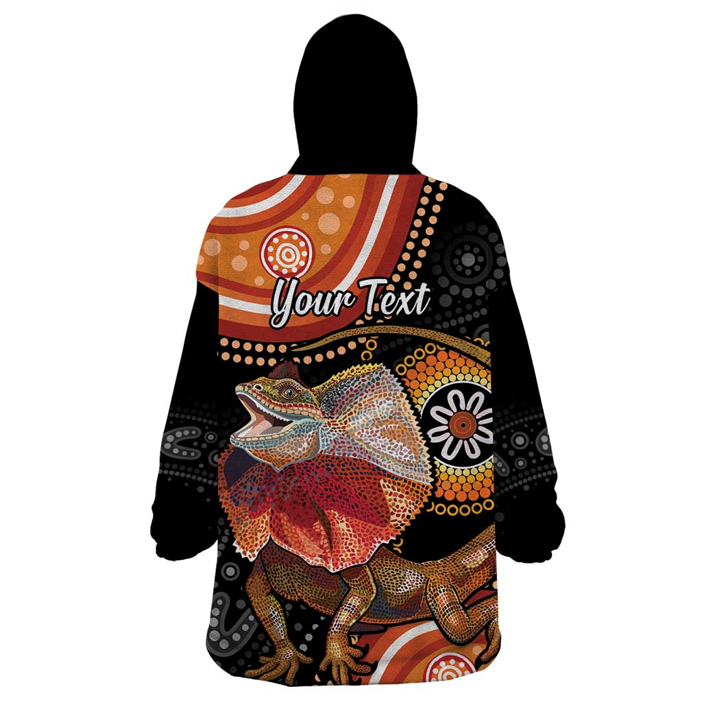 Personalised Australia Frilled Lizard Wearable Blanket Hoodie Aboriginal Art