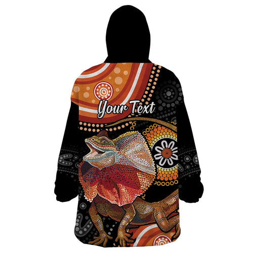 Personalised Australia Frilled Lizard Wearable Blanket Hoodie Aboriginal Art