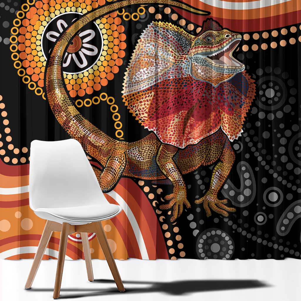 Personalised Australia Frilled Lizard Window Curtain Aboriginal Art