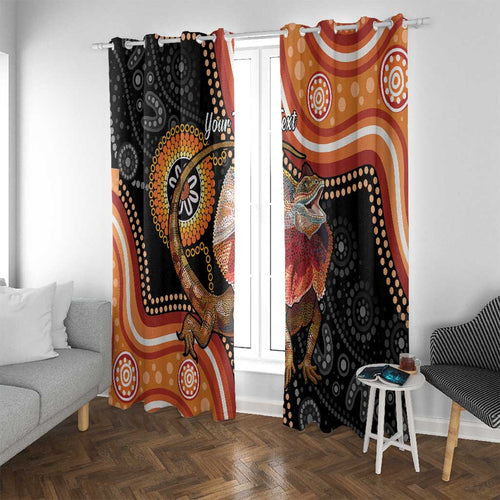 Personalised Australia Frilled Lizard Window Curtain Aboriginal Art