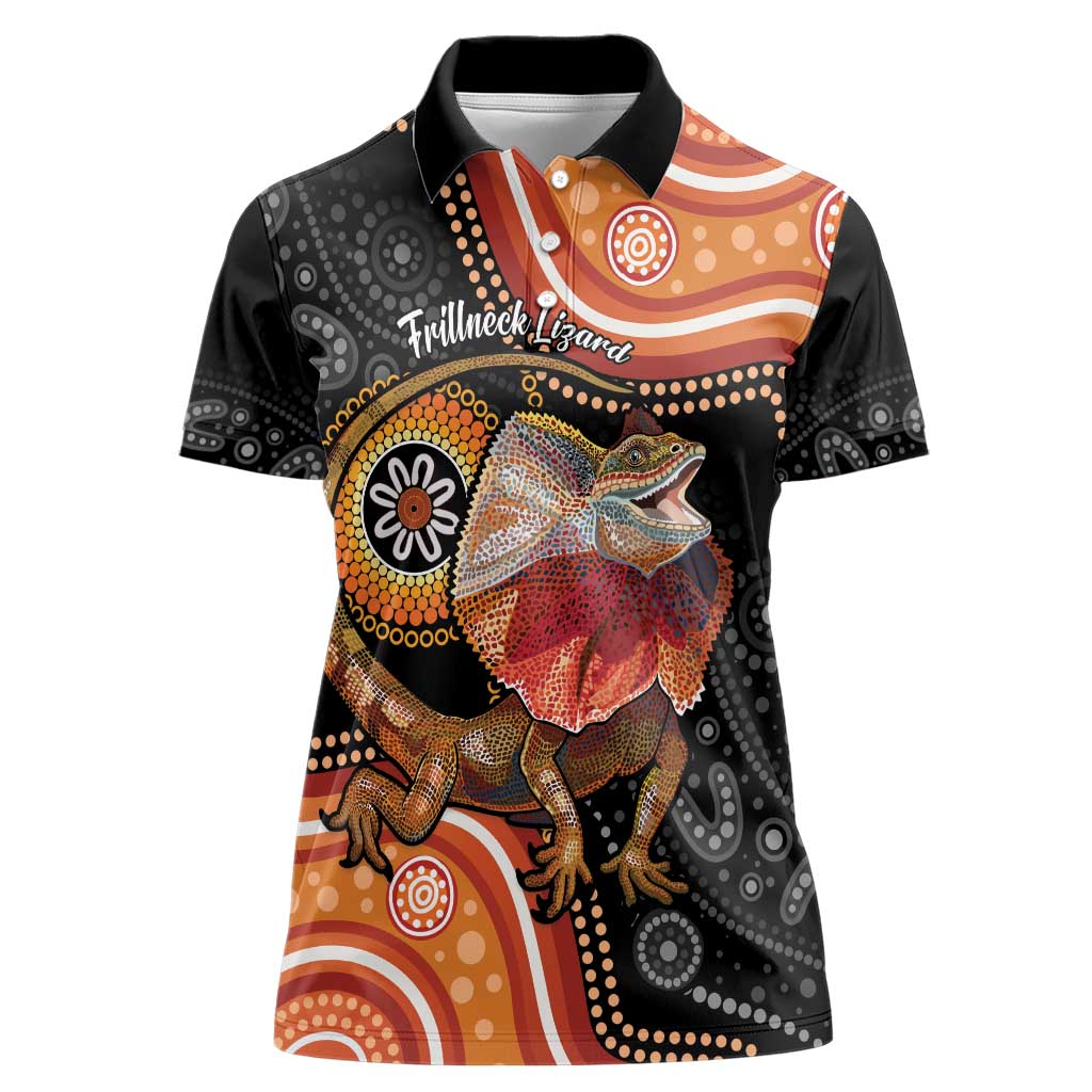Personalised Australia Frilled Lizard Women Polo Shirt Aboriginal Art