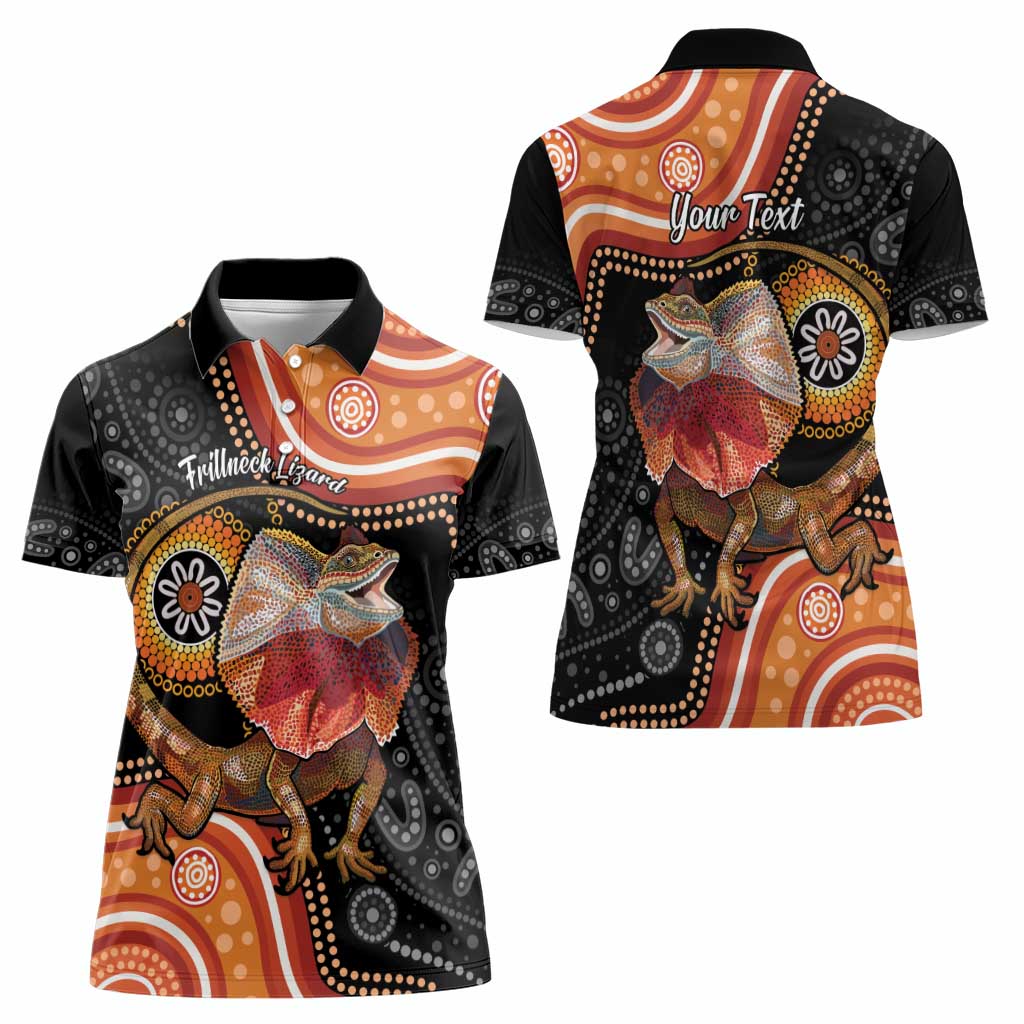 Personalised Australia Frilled Lizard Women Polo Shirt Aboriginal Art