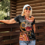 Personalised Australia Frilled Lizard Women Polo Shirt Aboriginal Art