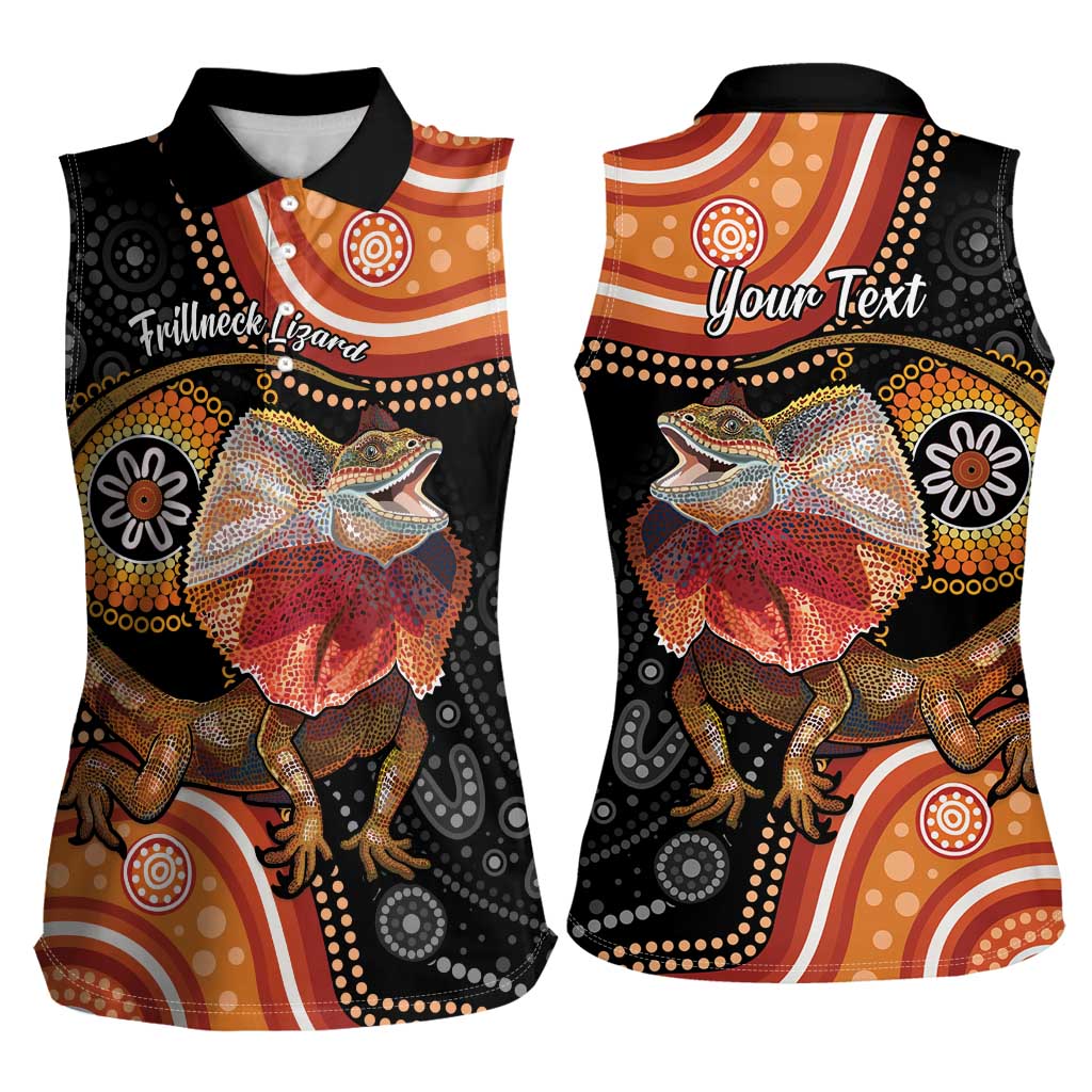 Personalised Australia Frilled Lizard Women Sleeveless Polo Shirt Aboriginal Art