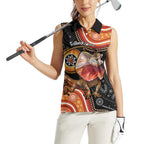 Personalised Australia Frilled Lizard Women Sleeveless Polo Shirt Aboriginal Art