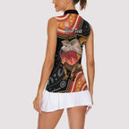 Personalised Australia Frilled Lizard Women Sleeveless Polo Shirt Aboriginal Art