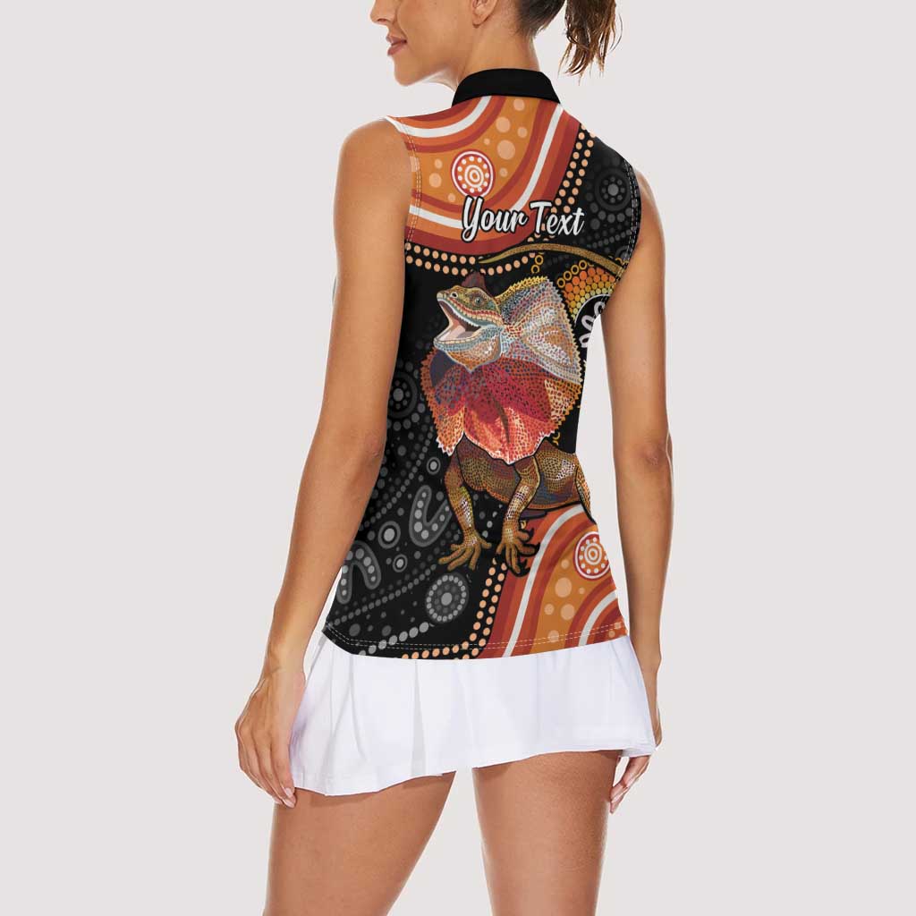 Personalised Australia Frilled Lizard Women Sleeveless Polo Shirt Aboriginal Art