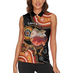 Personalised Australia Frilled Lizard Women Sleeveless Polo Shirt Aboriginal Art