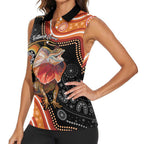 Personalised Australia Frilled Lizard Women Sleeveless Polo Shirt Aboriginal Art
