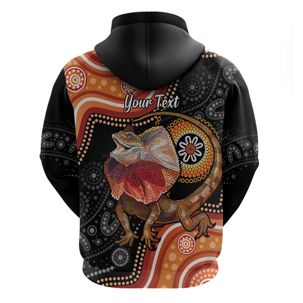 Personalised Australia Frilled Lizard Zip Hoodie Aboriginal Art