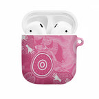 Australia Breast Cancer Awareness AirPods Case Pink Ribbon Manta Ray Aboriginal Art - Aussie Hoodie