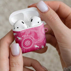 Australia Breast Cancer Awareness AirPods Case Pink Ribbon Manta Ray Aboriginal Art - Aussie Hoodie