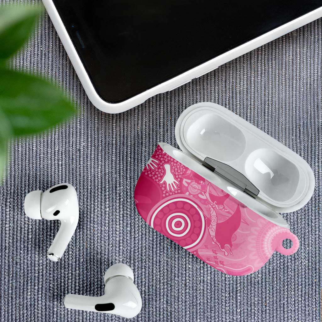 Australia Breast Cancer Awareness AirPods Case Pink Ribbon Manta Ray Aboriginal Art - Aussie Hoodie
