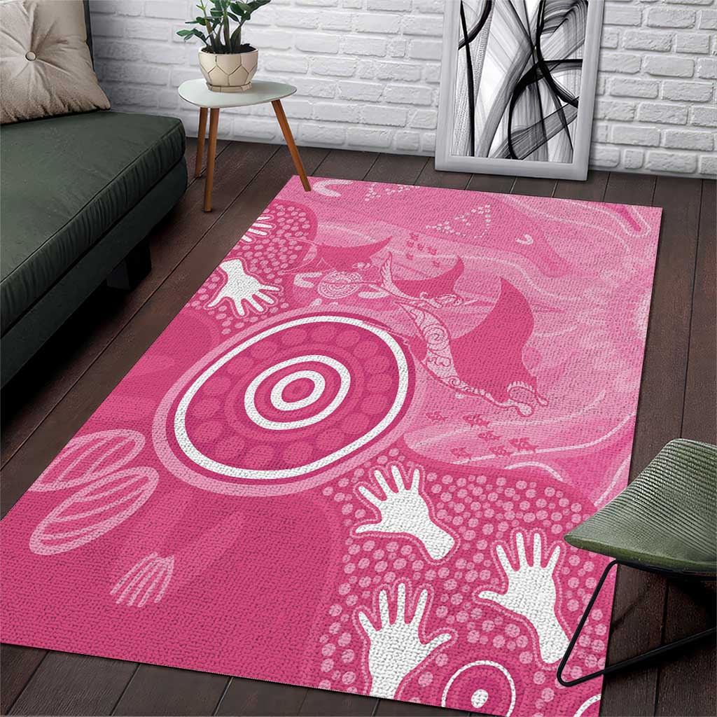 Australia Breast Cancer Awareness Area Rug Pink Ribbon Manta Ray Aboriginal Art - Aussie Hoodie