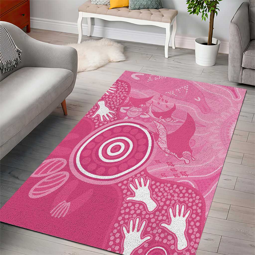Australia Breast Cancer Awareness Area Rug Pink Ribbon Manta Ray Aboriginal Art - Aussie Hoodie