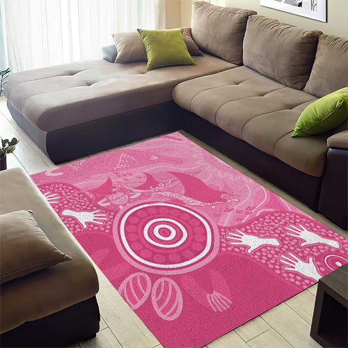 Australia Breast Cancer Awareness Area Rug Pink Ribbon Manta Ray Aboriginal Art - Aussie Hoodie