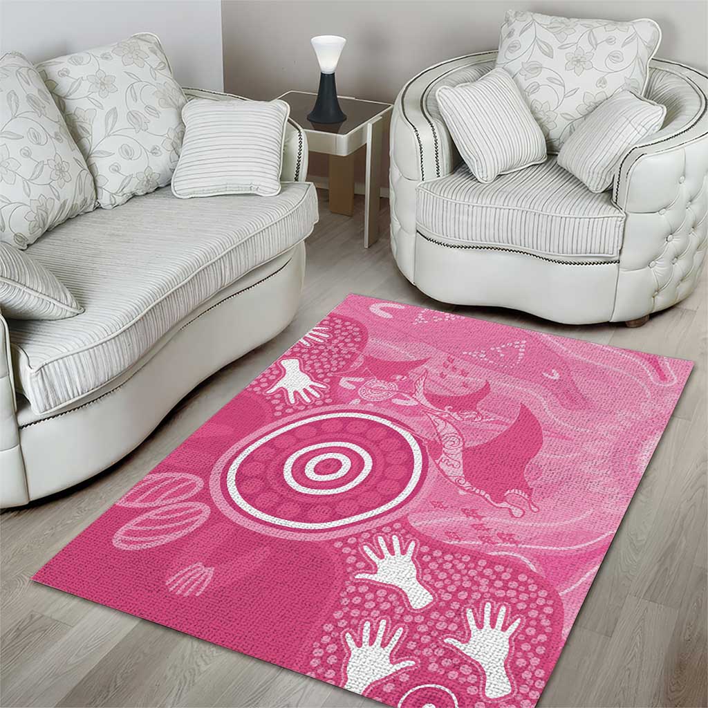 Australia Breast Cancer Awareness Area Rug Pink Ribbon Manta Ray Aboriginal Art - Aussie Hoodie