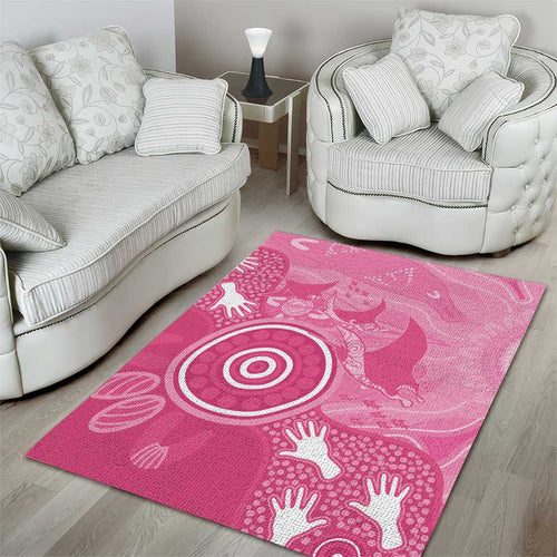 Australia Breast Cancer Awareness Area Rug Pink Ribbon Manta Ray Aboriginal Art - Aussie Hoodie