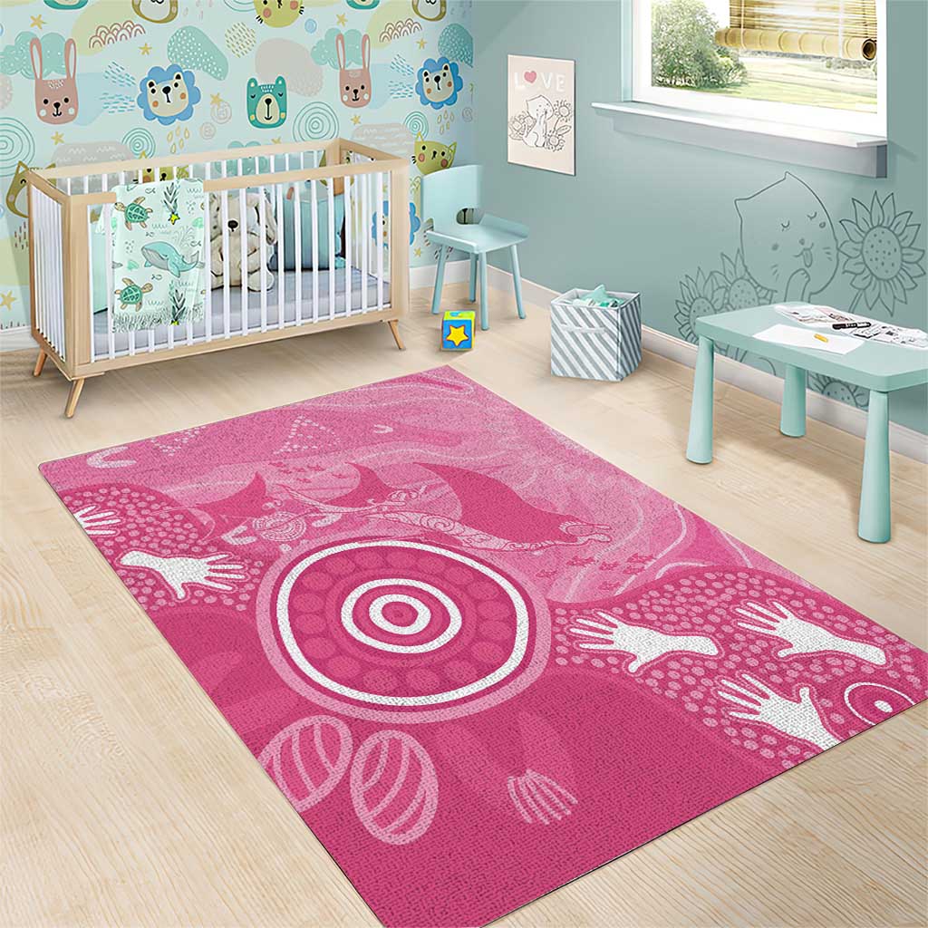 Australia Breast Cancer Awareness Area Rug Pink Ribbon Manta Ray Aboriginal Art - Aussie Hoodie