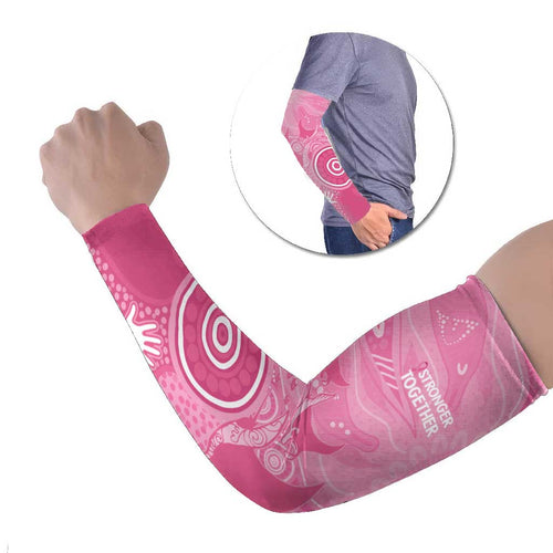 Australia Breast Cancer Awareness Arm Sleeves Pink Ribbon Manta Ray Aboriginal Art - Aussie Hoodie