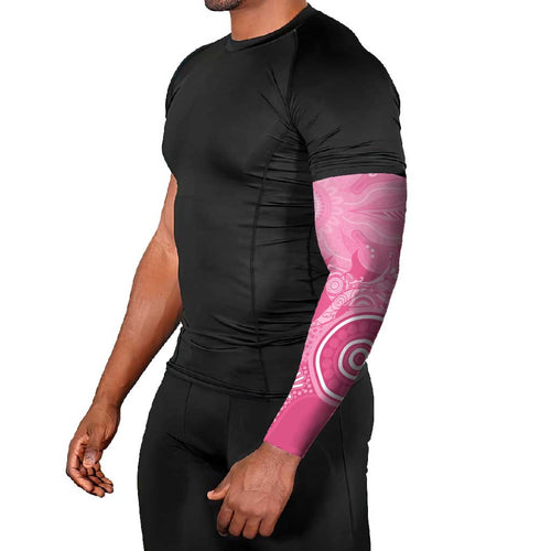 Australia Breast Cancer Awareness Arm Sleeves Pink Ribbon Manta Ray Aboriginal Art - Aussie Hoodie