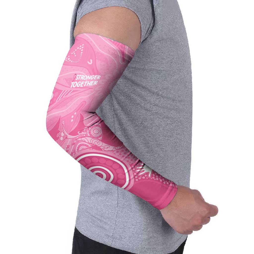 Australia Breast Cancer Awareness Arm Sleeves Pink Ribbon Manta Ray Aboriginal Art - Aussie Hoodie
