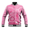 Australia Breast Cancer Awareness Baseball Jacket Pink Ribbon Manta Ray Aboriginal Art - Aussie Hoodie